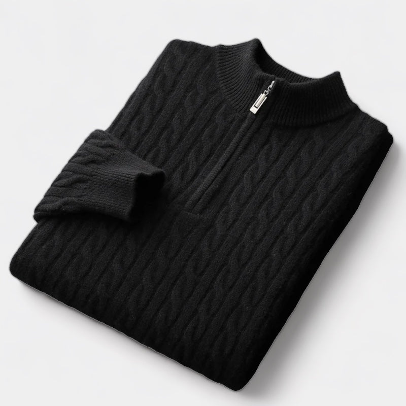 Wol Gebreide Kwart-Zip Sweater