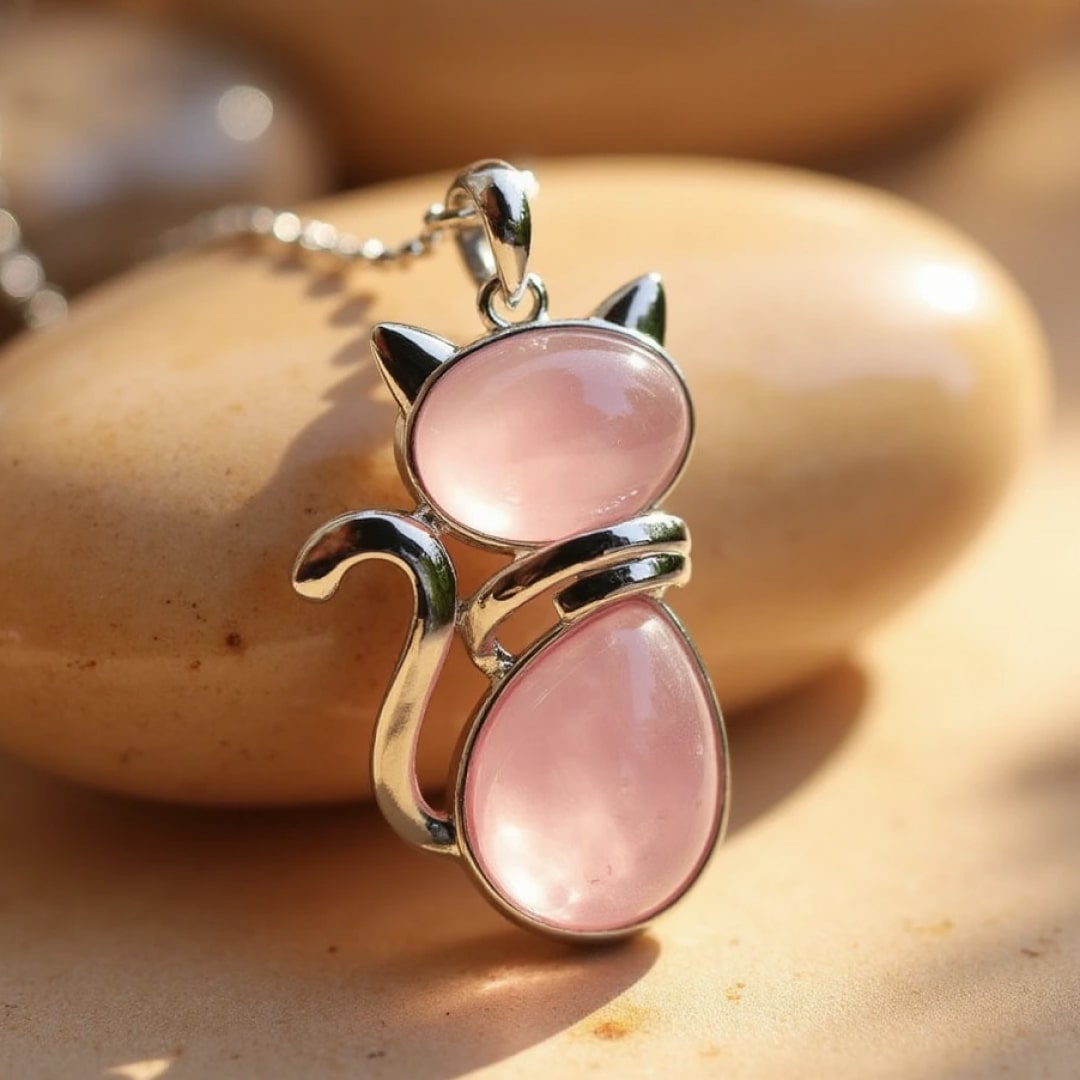 Elegante Katten Ketting met Natuursteen – Een Symbool van Rust
