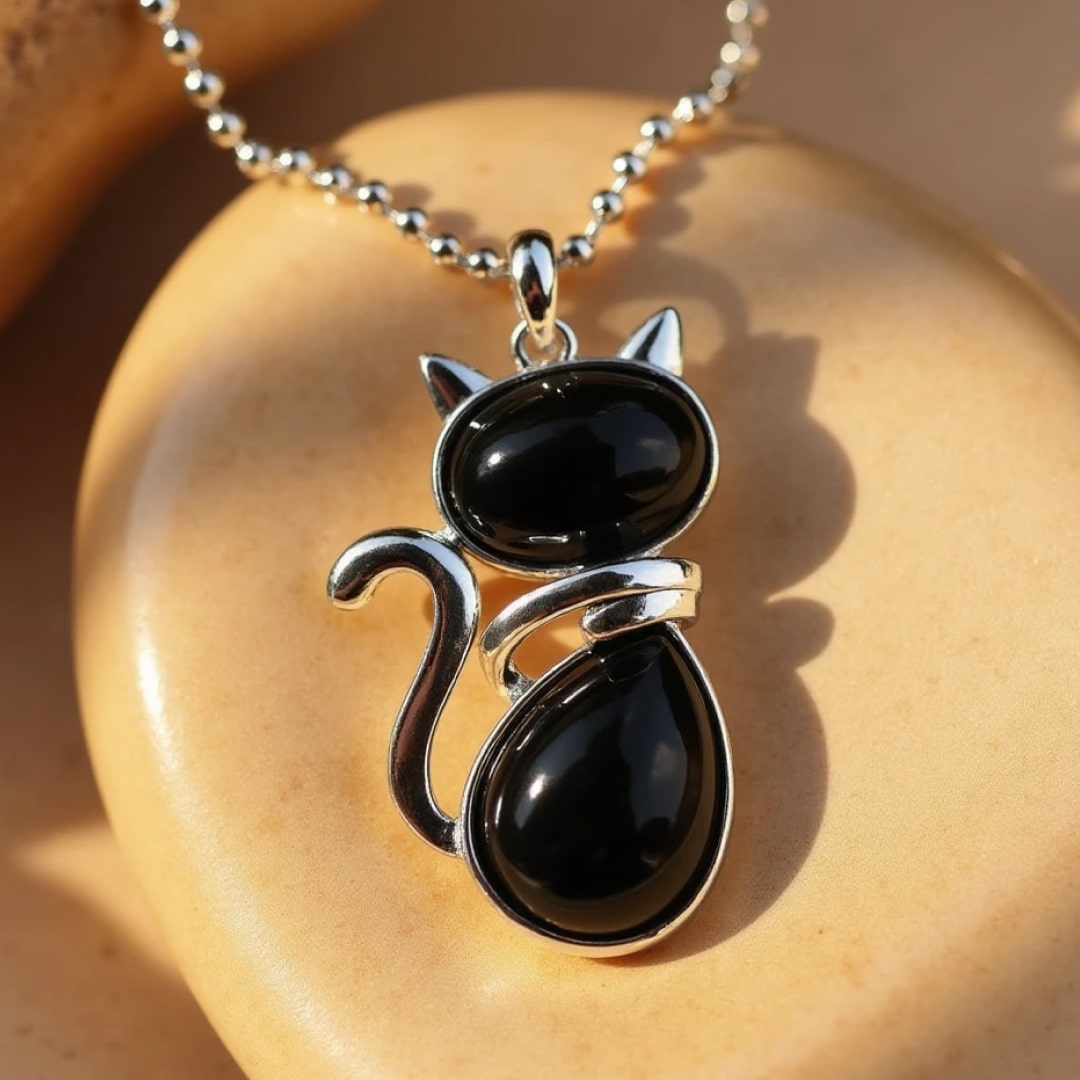 Elegante Katten Ketting met Natuursteen – Een Symbool van Rust