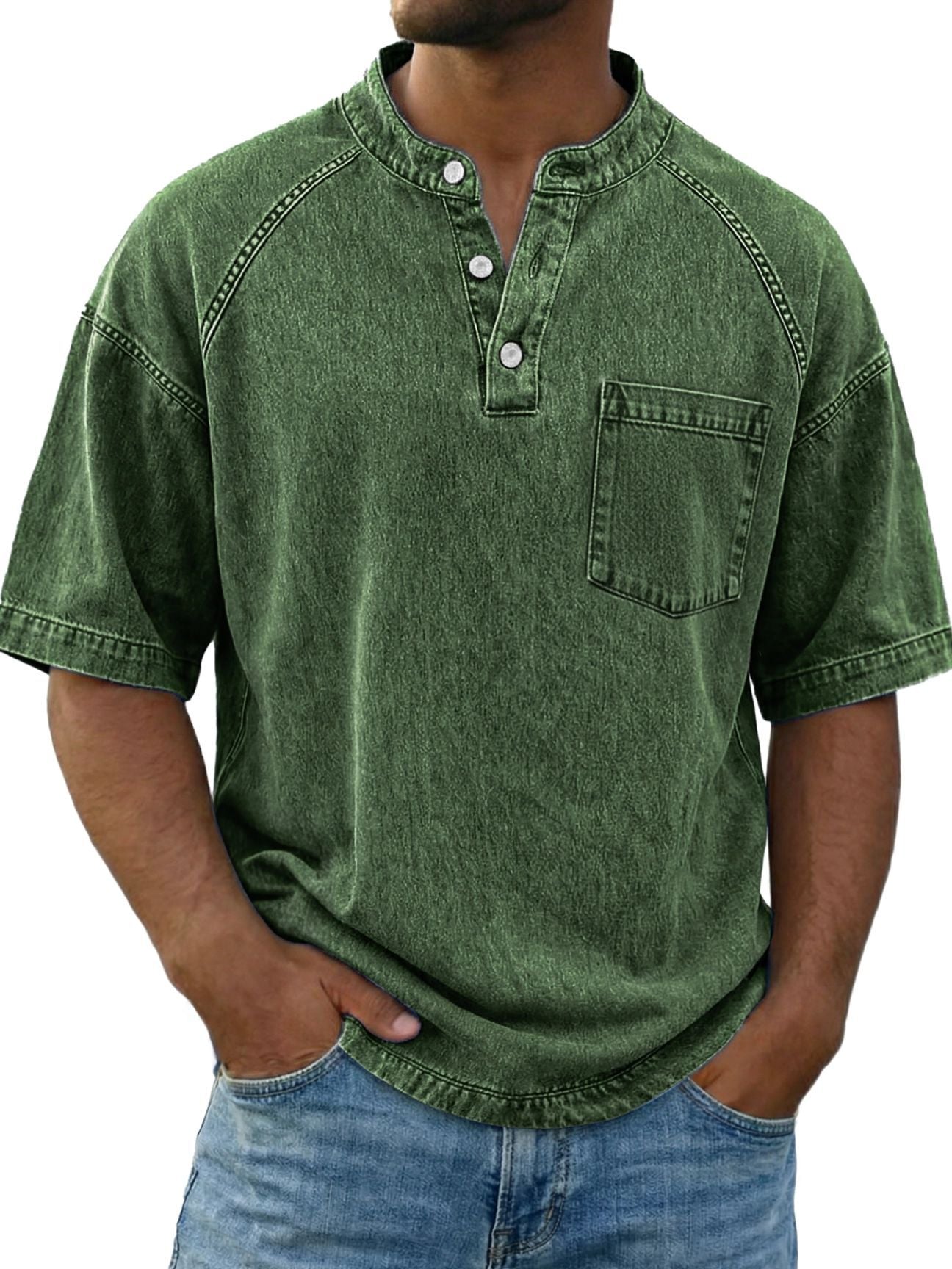 Beeckhoven™ | Vintage Gewassen Shirt Met Borstzakje