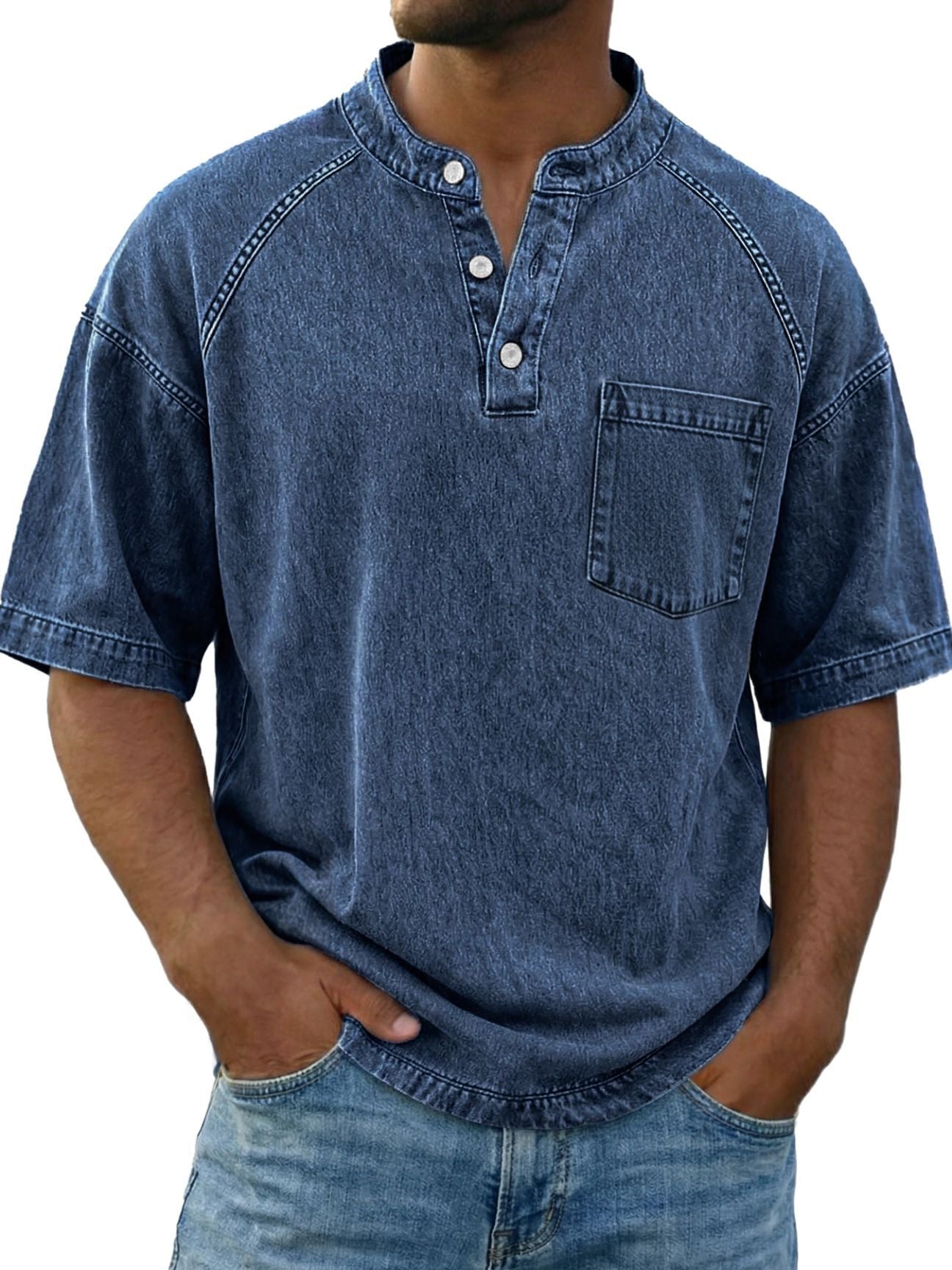 Beeckhoven™ | Vintage Gewassen Shirt Met Borstzakje