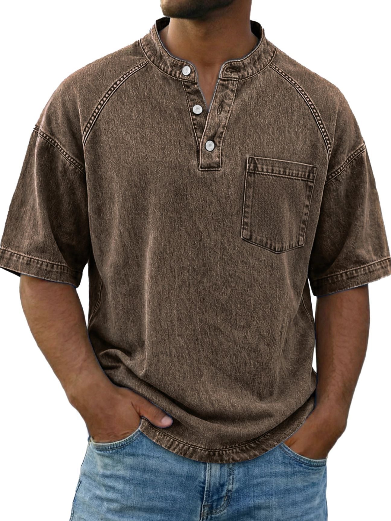 Beeckhoven™ | Vintage Gewassen Shirt Met Borstzakje