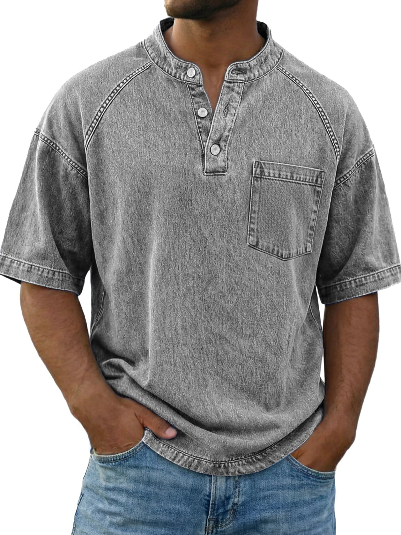 Beeckhoven™ | Vintage Gewassen Shirt Met Borstzakje