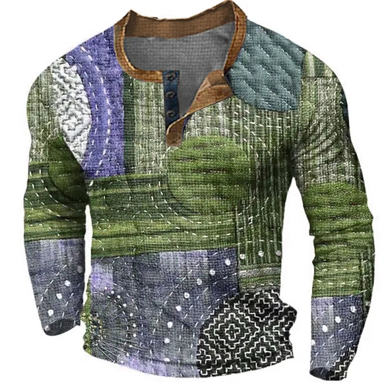 Beeckhoven™ | Patchwork Heren Shirt Met Lange Mouwen