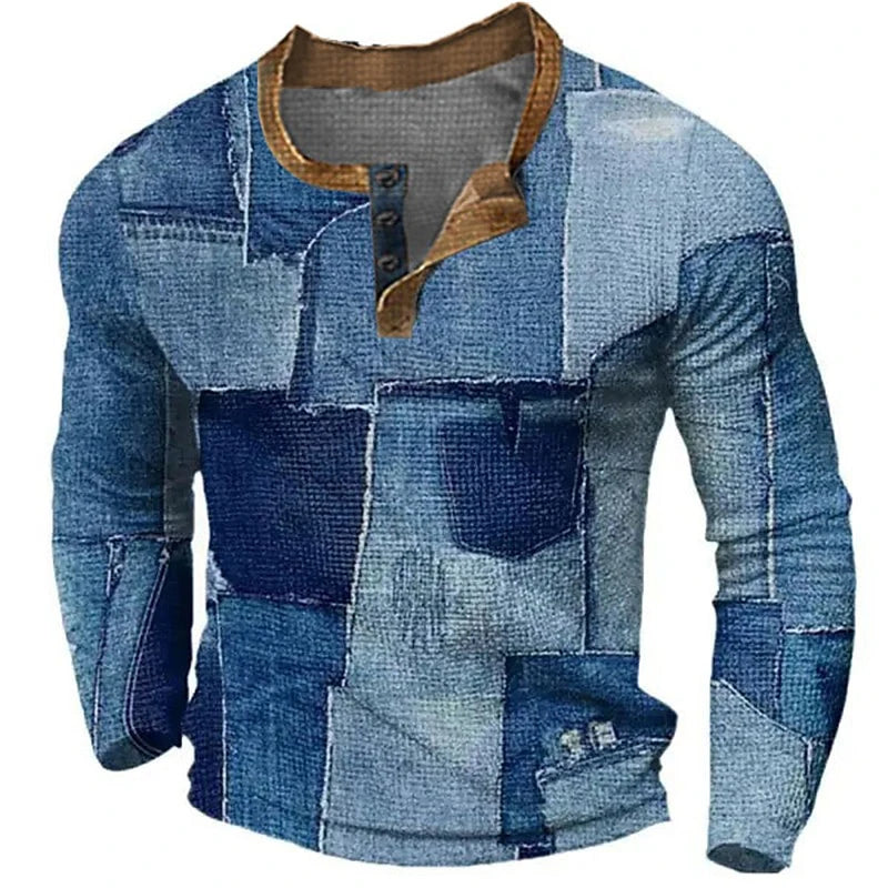 Beeckhoven™ | Patchwork Heren Shirt Met Lange Mouwen
