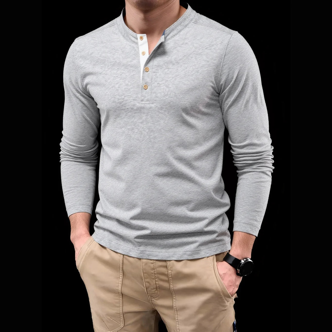 Beeckhoven™ | Henley Heren Shirt Met Lange Mouwen