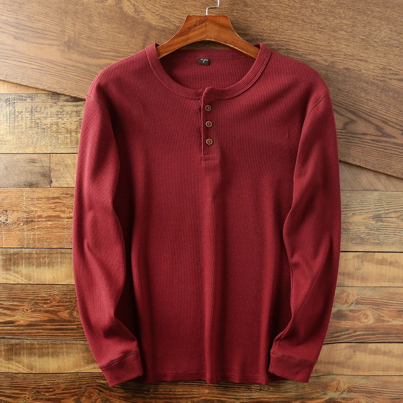 Beeckhoven™ | Wafel Gebreid Henley Shirt