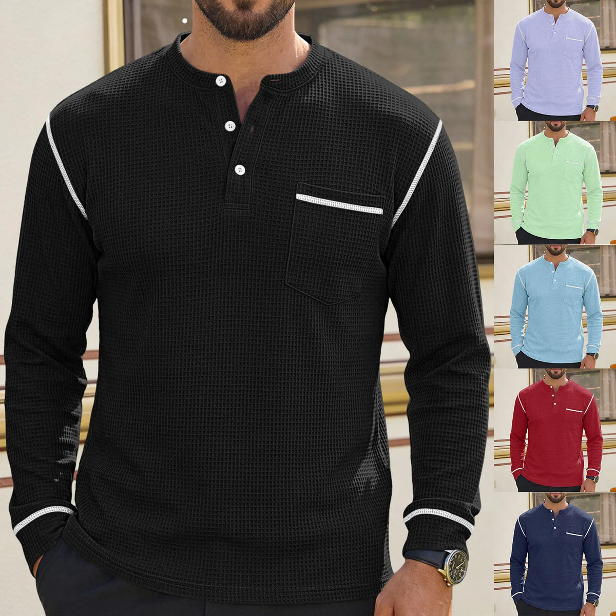 Beeckhoven™ | Casual Henley Shirt Met Lange Mouwen