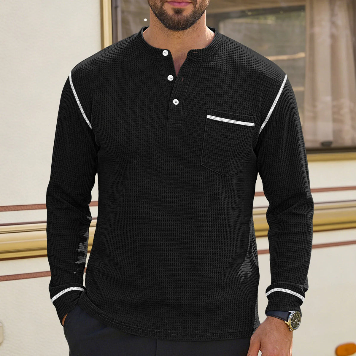 Beeckhoven™ | Casual Henley Shirt Met Lange Mouwen