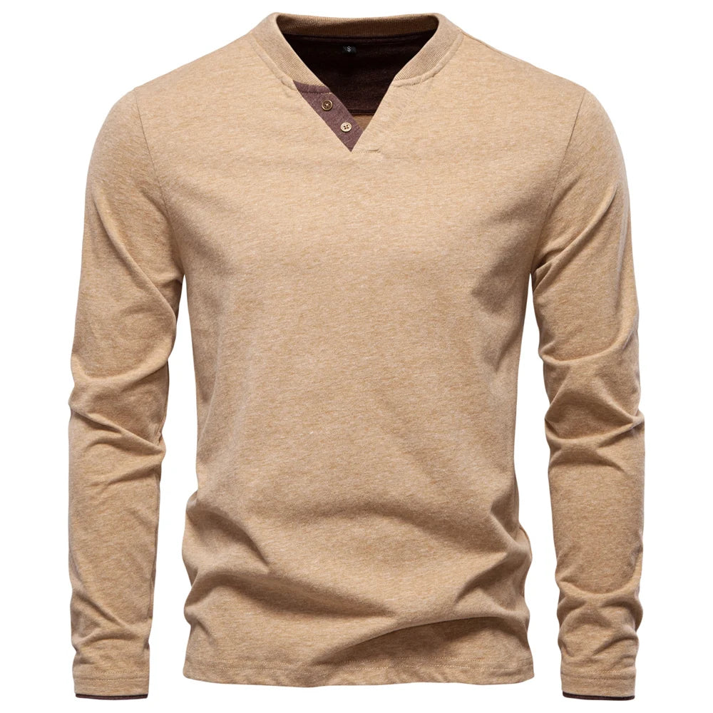 Beeckhoven™ | Casual Katoenen T-Shirt Met Knopen