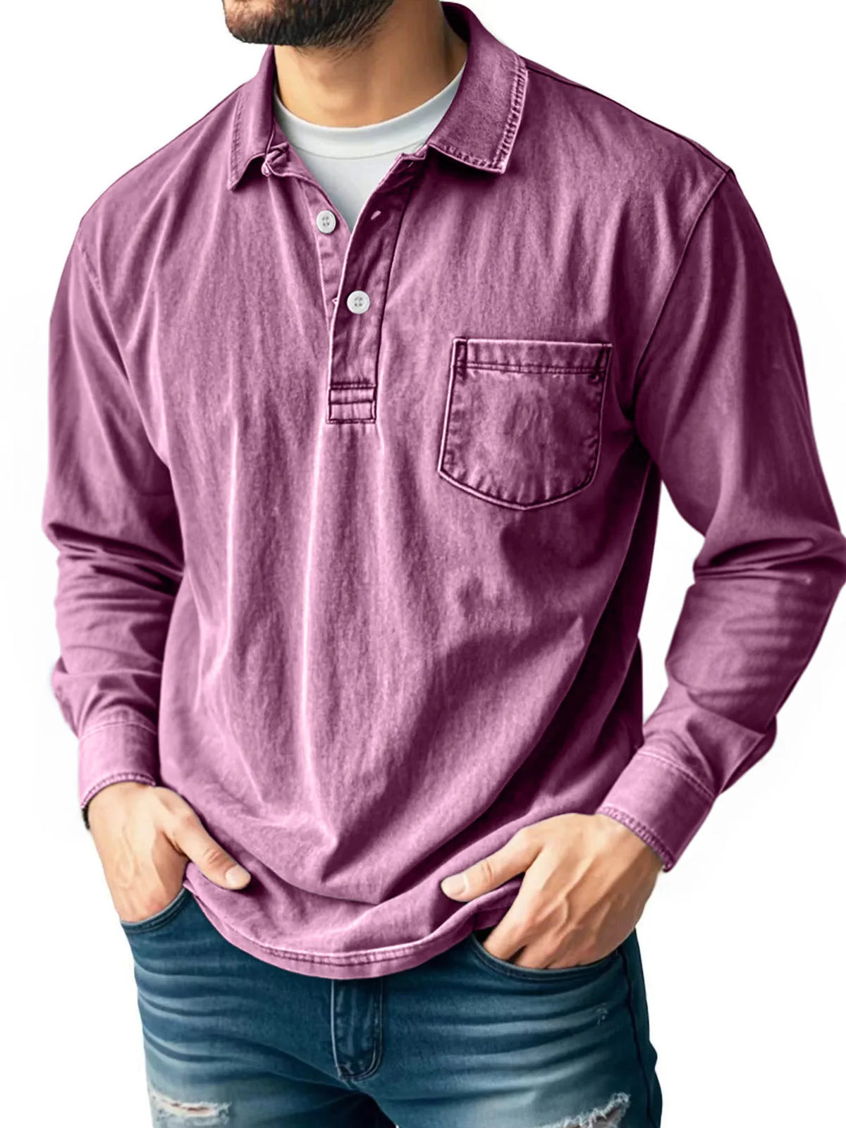 Beeckhoven™ | Katoenen Vintage Shirt Met Lange Mouwen