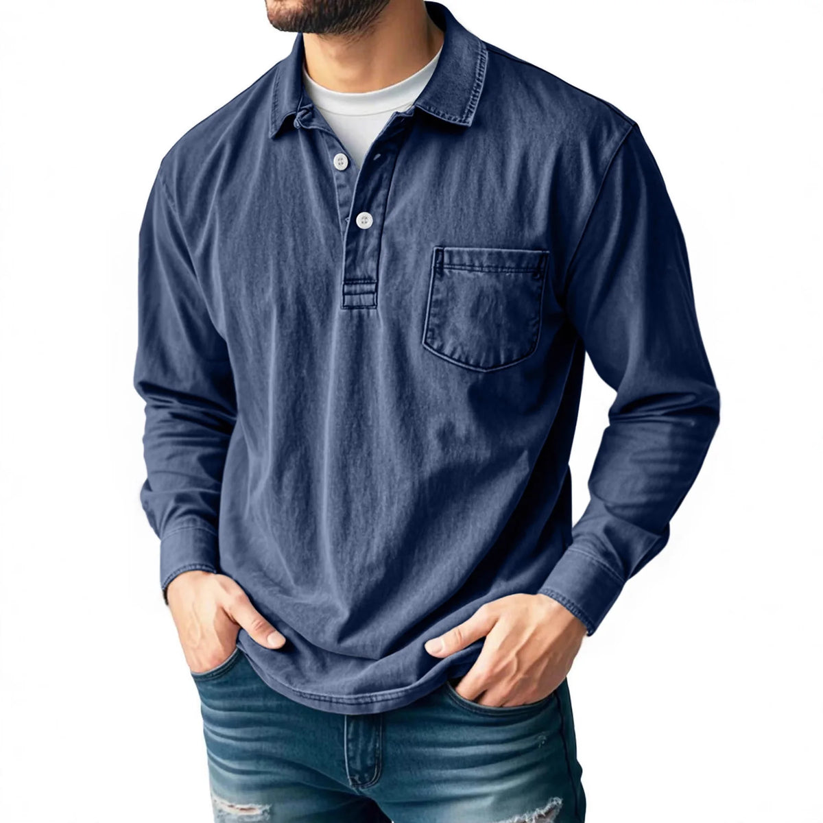 Beeckhoven™ | Katoenen Vintage Shirt Met Lange Mouwen