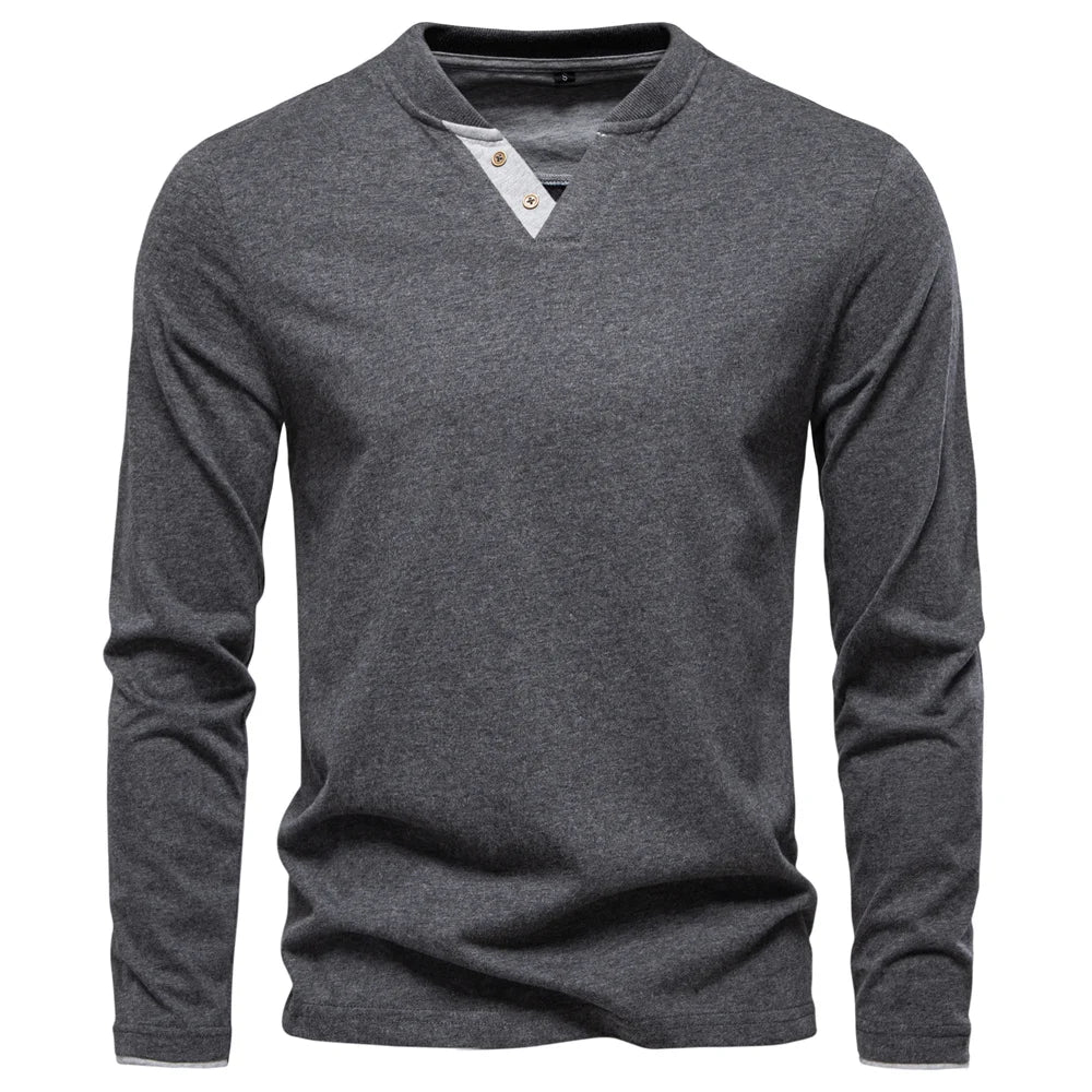 Beeckhoven™ | Casual Katoenen T-Shirt Met Knopen