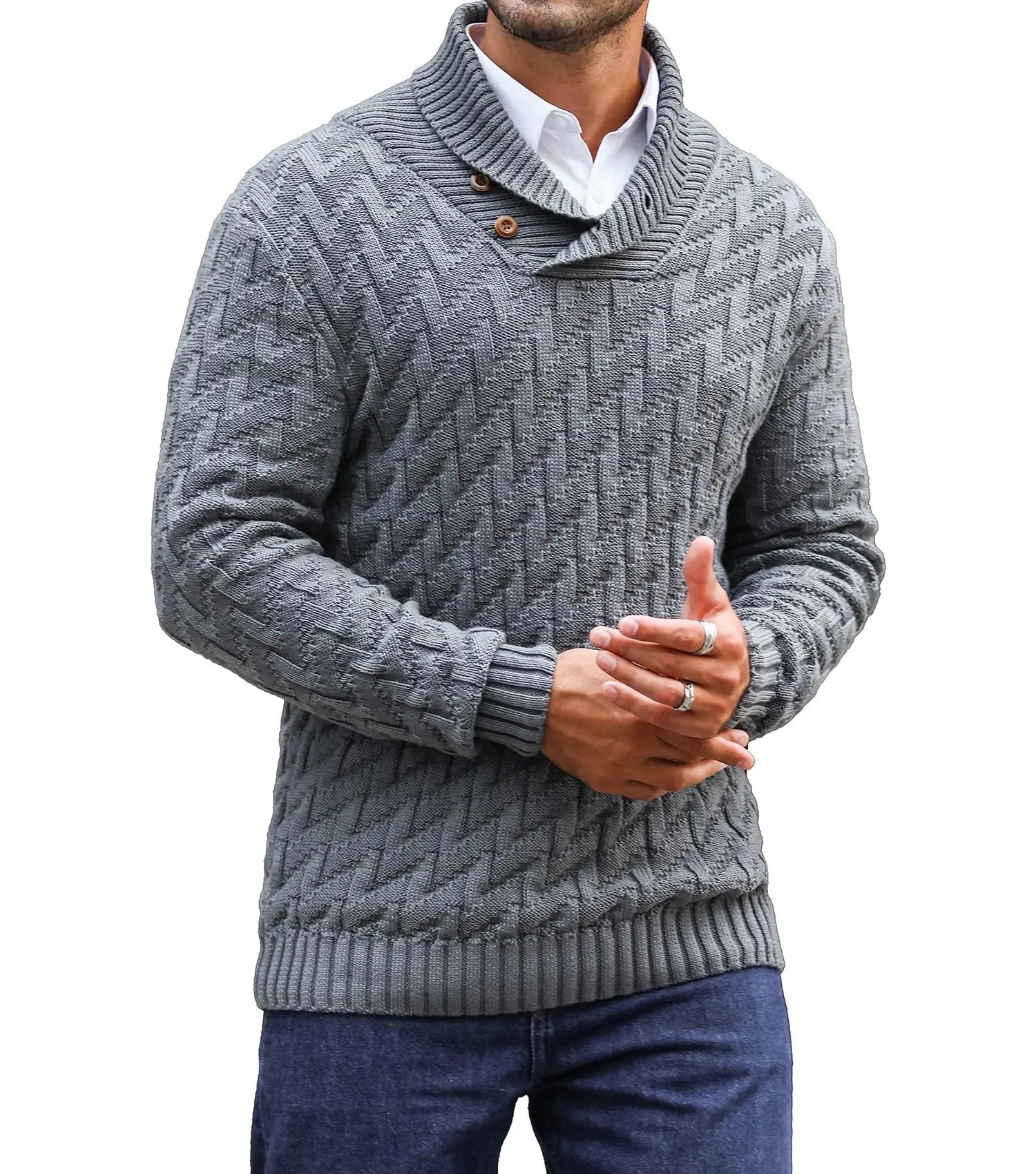 Beeckhoven™ | Kabel Gebreide Trui Met Sjaalkraag