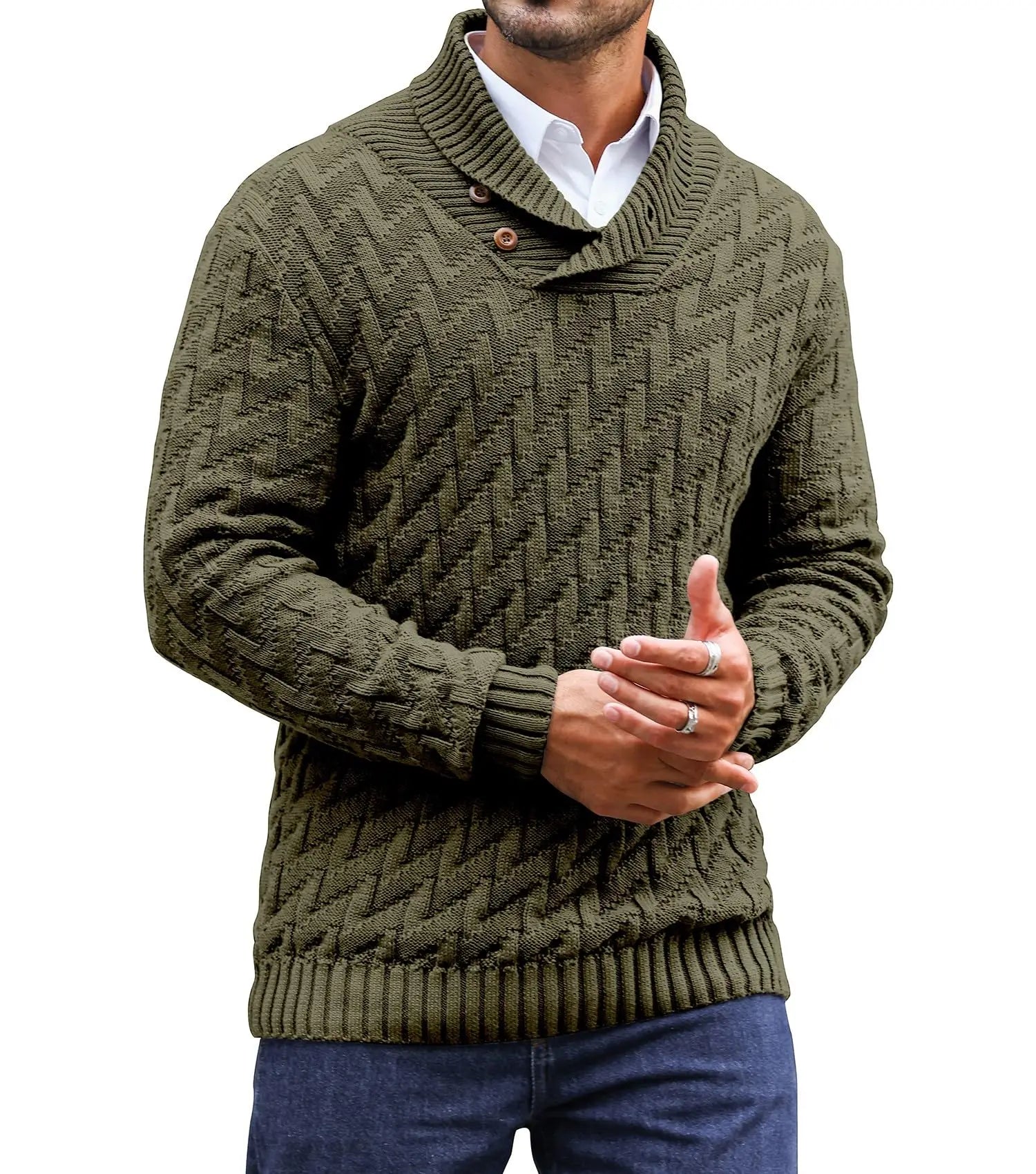 Beeckhoven™ | Kabel Gebreide Trui Met Sjaalkraag