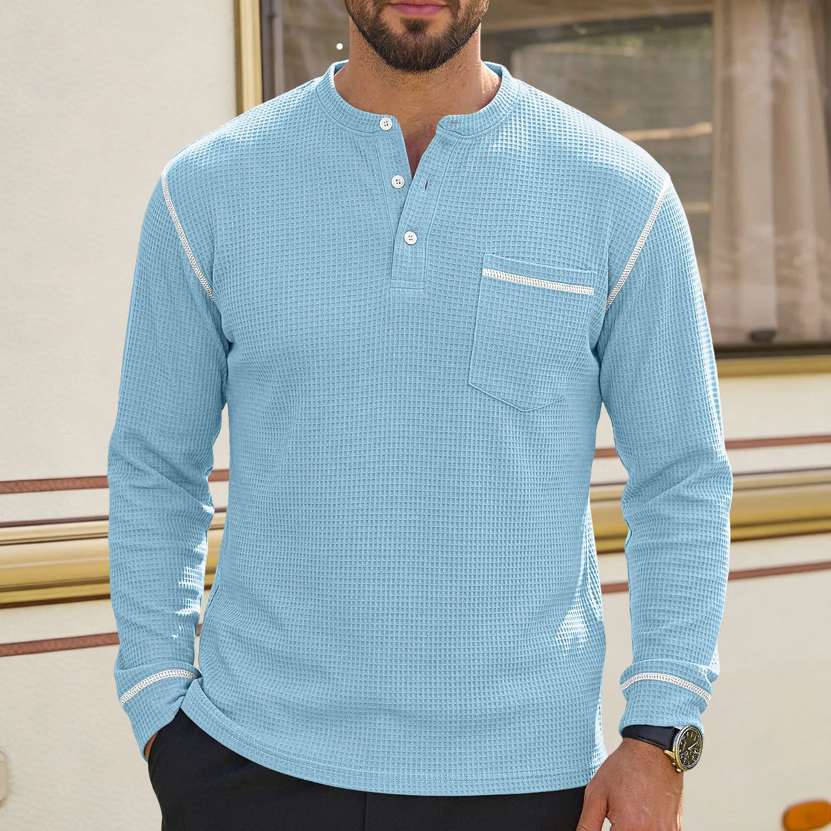 Beeckhoven™ | Casual Henley Shirt Met Lange Mouwen