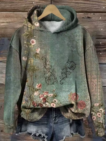 Beeckhoven™ | Rustige Retro Bloemen Hoodie