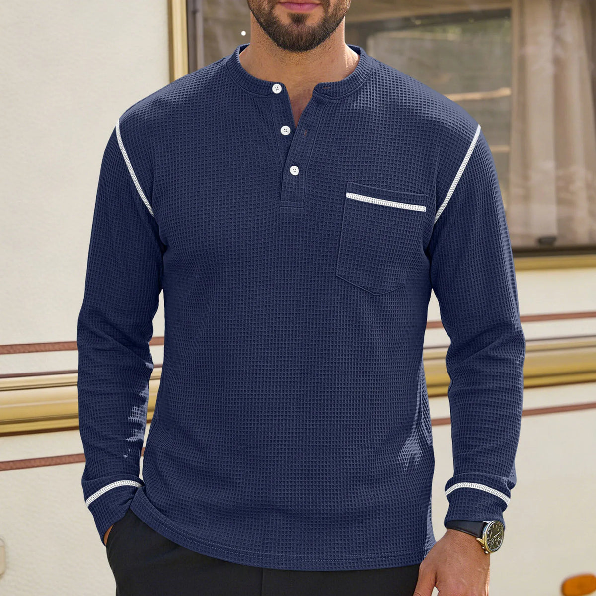 Beeckhoven™ | Casual Henley Shirt Met Lange Mouwen