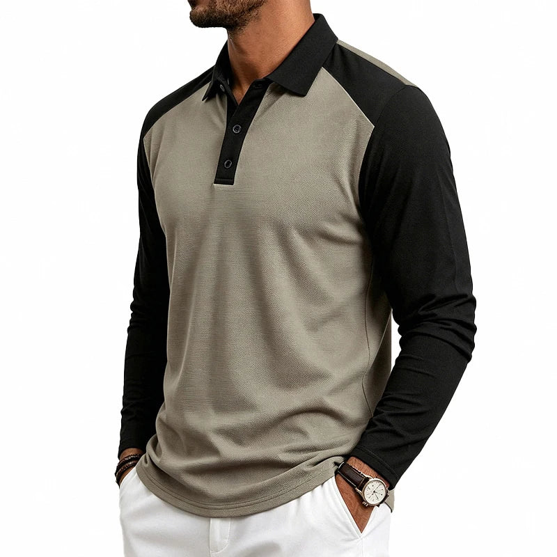 Beeckhoven™ | Heren Poloshirt met Kleurblok Design en Lange Mouwen