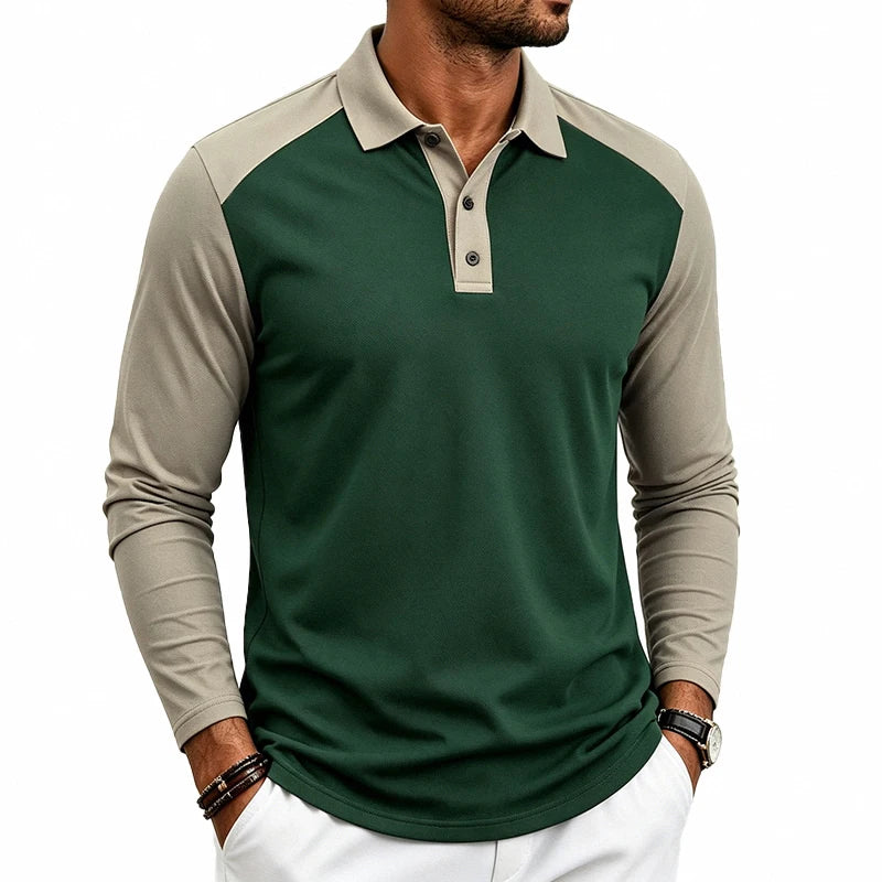 Beeckhoven™ | Heren Poloshirt met Kleurblok Design en Lange Mouwen
