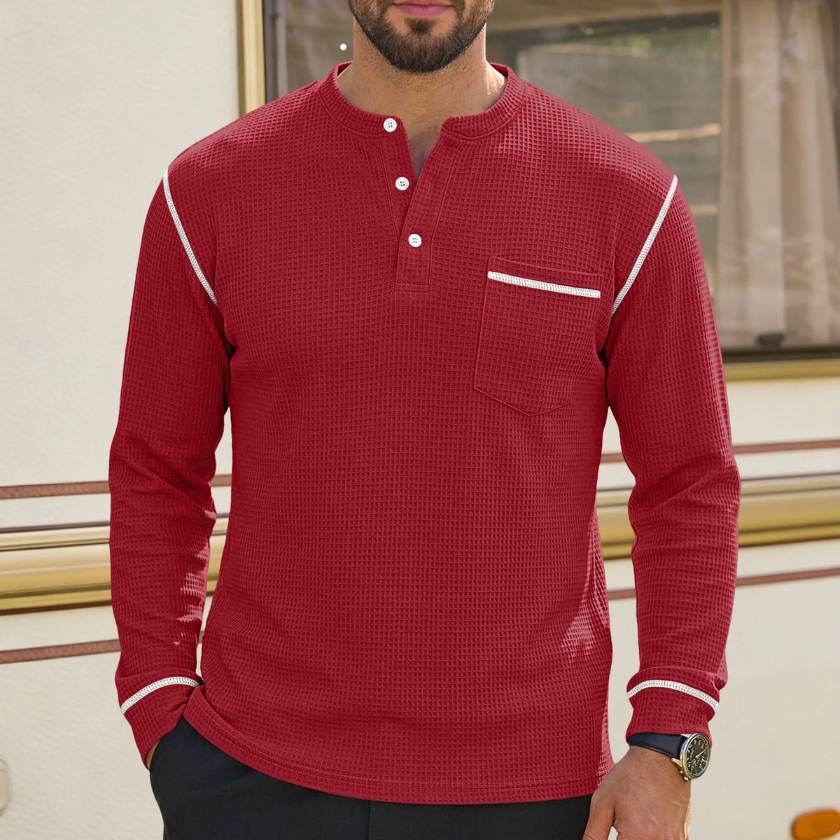 Beeckhoven™ | Casual Henley Shirt Met Lange Mouwen
