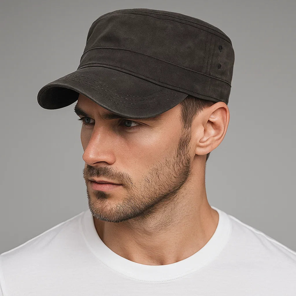 Casquette Vintage à Couronne Haute en Canvas Ciré