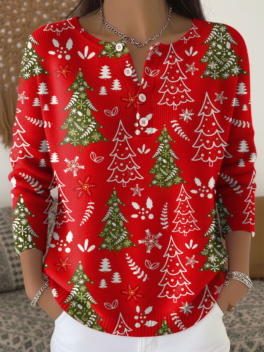 Sofie – Kersttrui met knopen