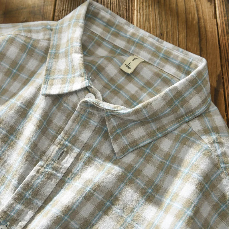 Beeckhoven™ | Linnen blouse met ruitpatroon