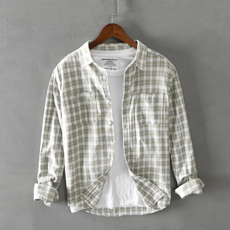 Beeckhoven™ | Linnen blouse met ruitpatroon
