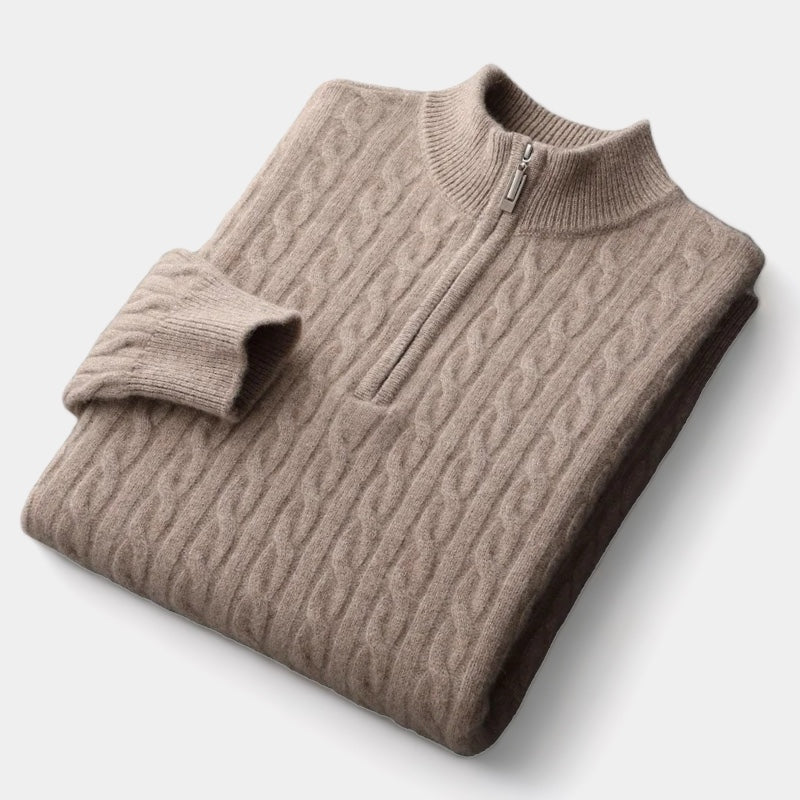 Wol Gebreide Kwart-Zip Sweater