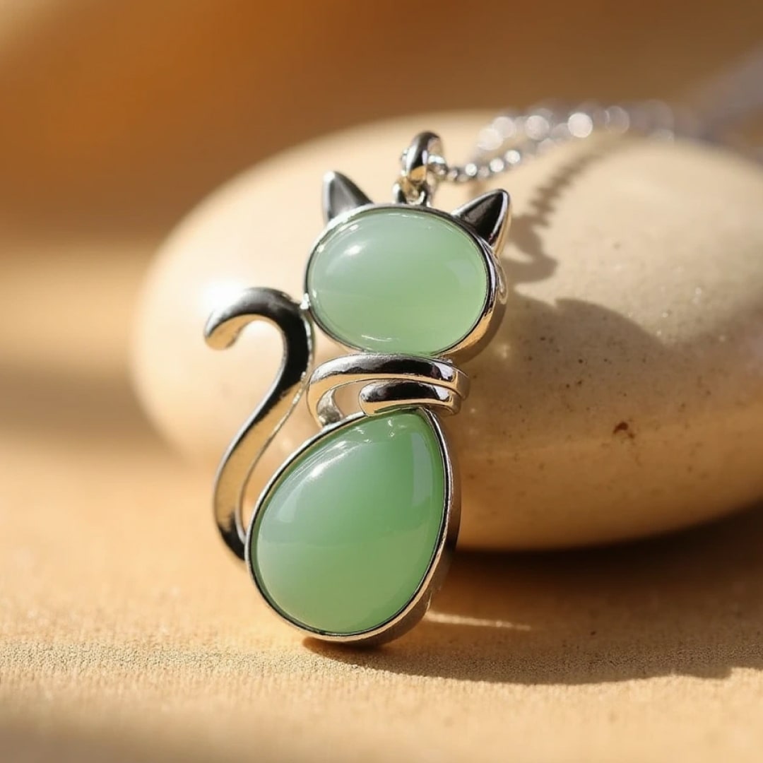 Elegante Katten Ketting met Natuursteen – Een Symbool van Rust