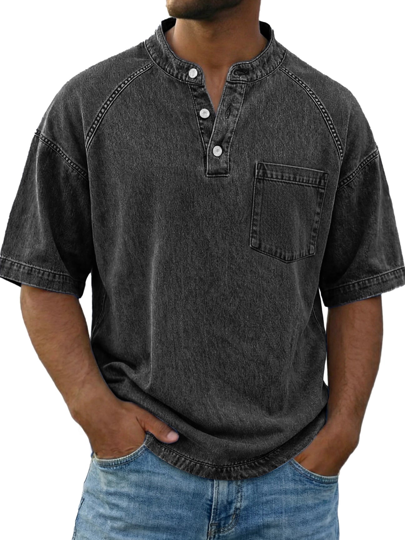Beeckhoven™ | Vintage Gewassen Shirt Met Borstzakje