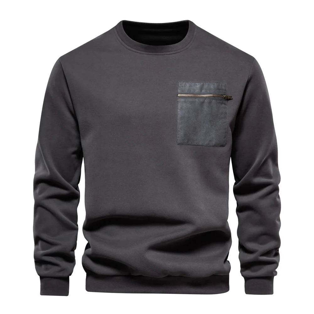 Beeckhoven™ | Katoenen Heren Sweatshirt Met Borstzakje