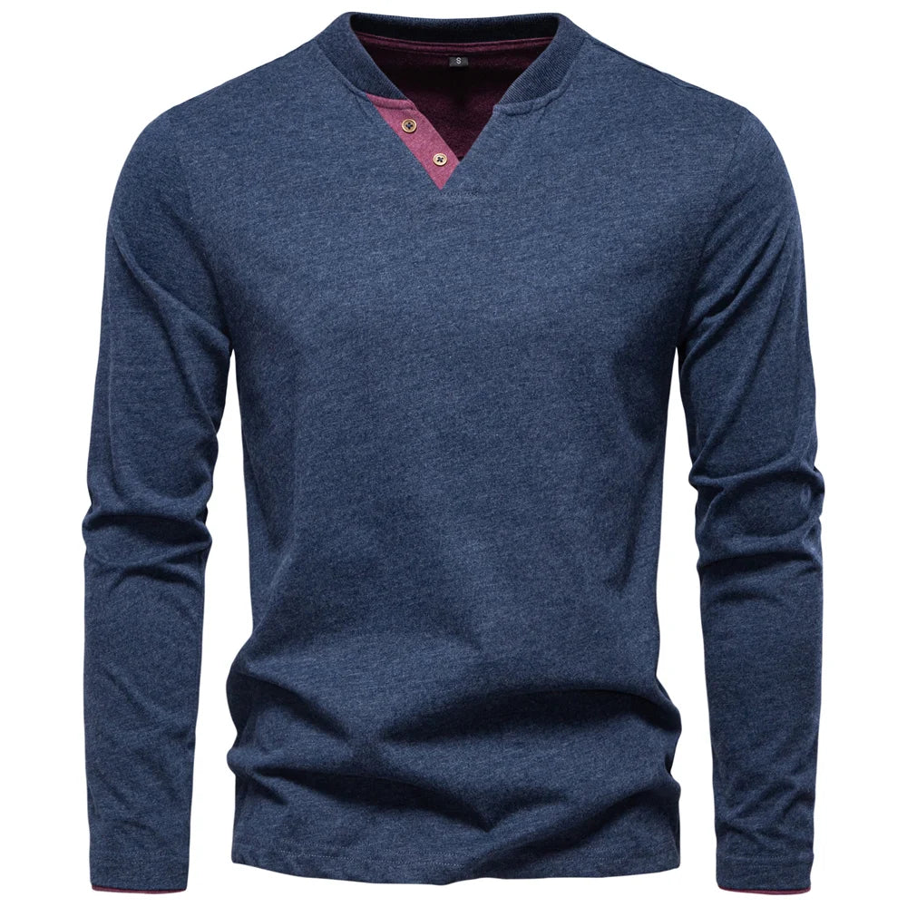 Beeckhoven™ | Casual Katoenen T-Shirt Met Knopen