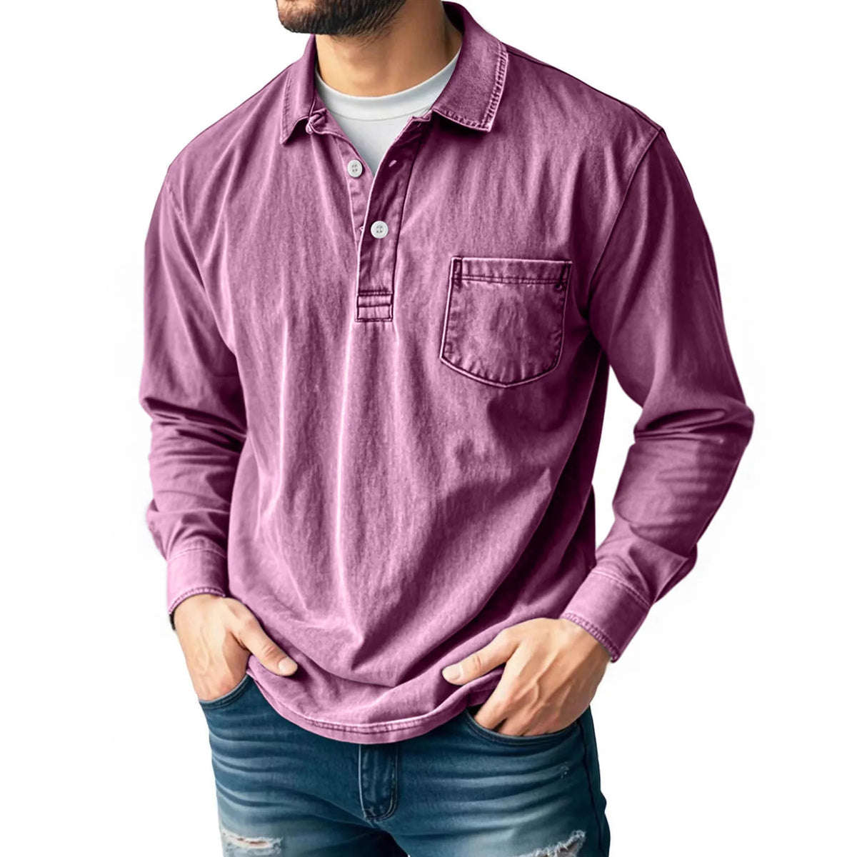 Beeckhoven™ | Katoenen Vintage Shirt Met Lange Mouwen