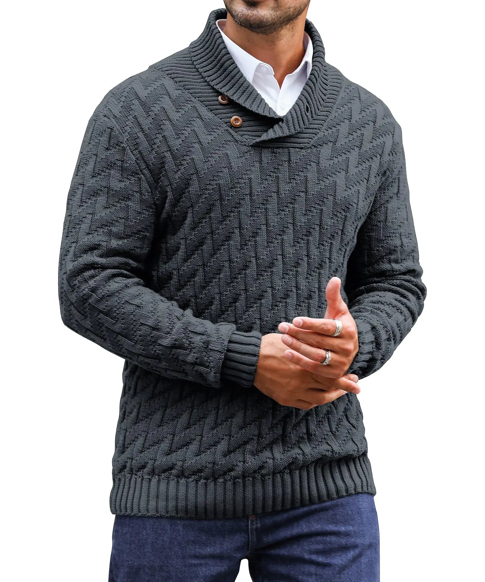 Beeckhoven™ | Kabel Gebreide Trui Met Sjaalkraag