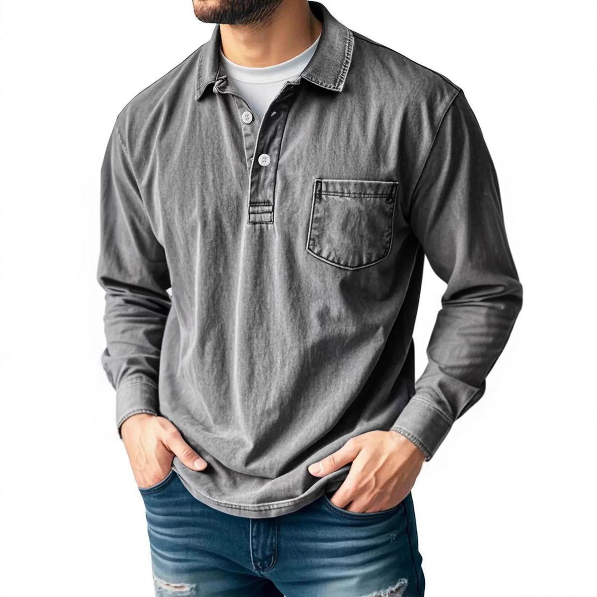 Beeckhoven™ | Katoenen Vintage Shirt Met Lange Mouwen