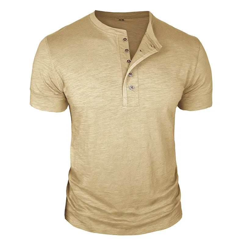 Beeckhoven™ | Stoer Henley T-Shirt met Korte Mouwen
