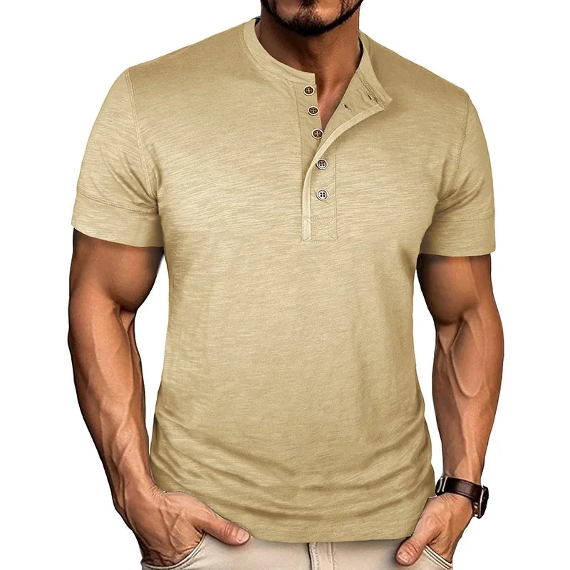 Beeckhoven™ | Stoer Henley T-Shirt met Korte Mouwen