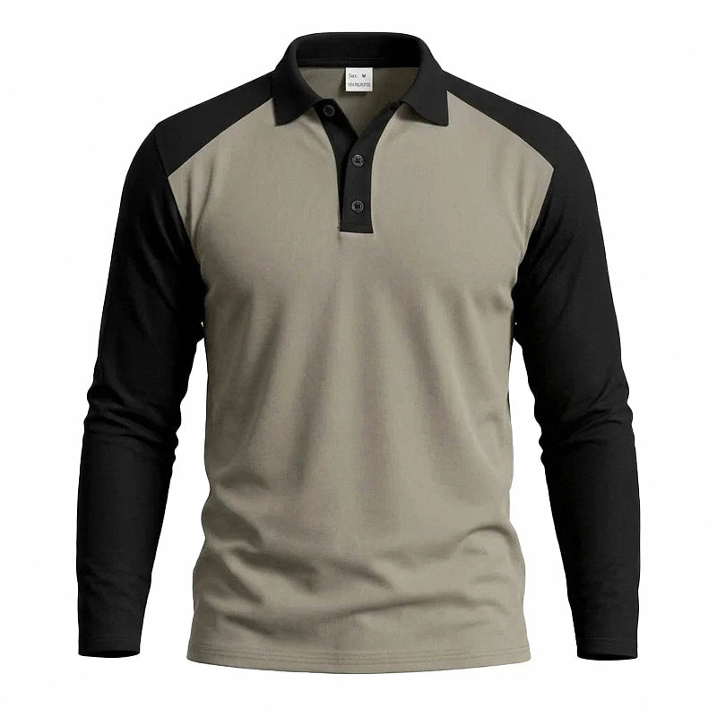 Beeckhoven™ | Heren Poloshirt met Kleurblok Design en Lange Mouwen