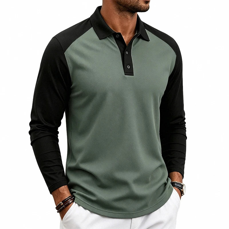 Beeckhoven™ | Heren Poloshirt met Kleurblok Design en Lange Mouwen