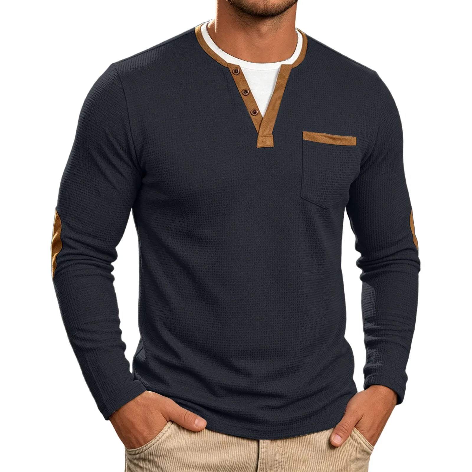 Beeckhoven™ | Wafelstructuur Klassiek Shirt met Lange Mouwen