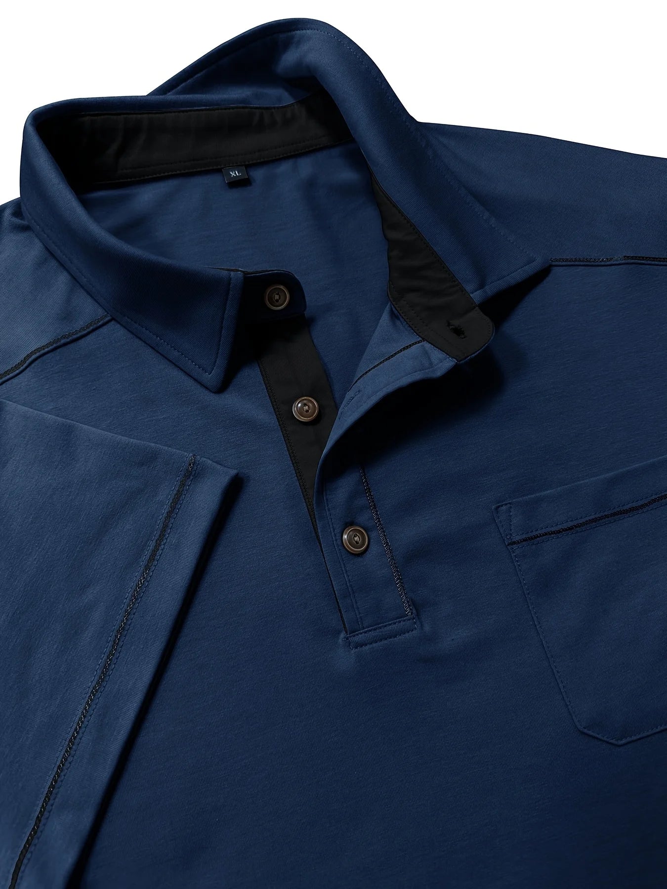 Summer Plus Size Men's Short-Sleeve Polo Shirt Casual Solid Color Collared Pullover Henley Shirt with Pockets