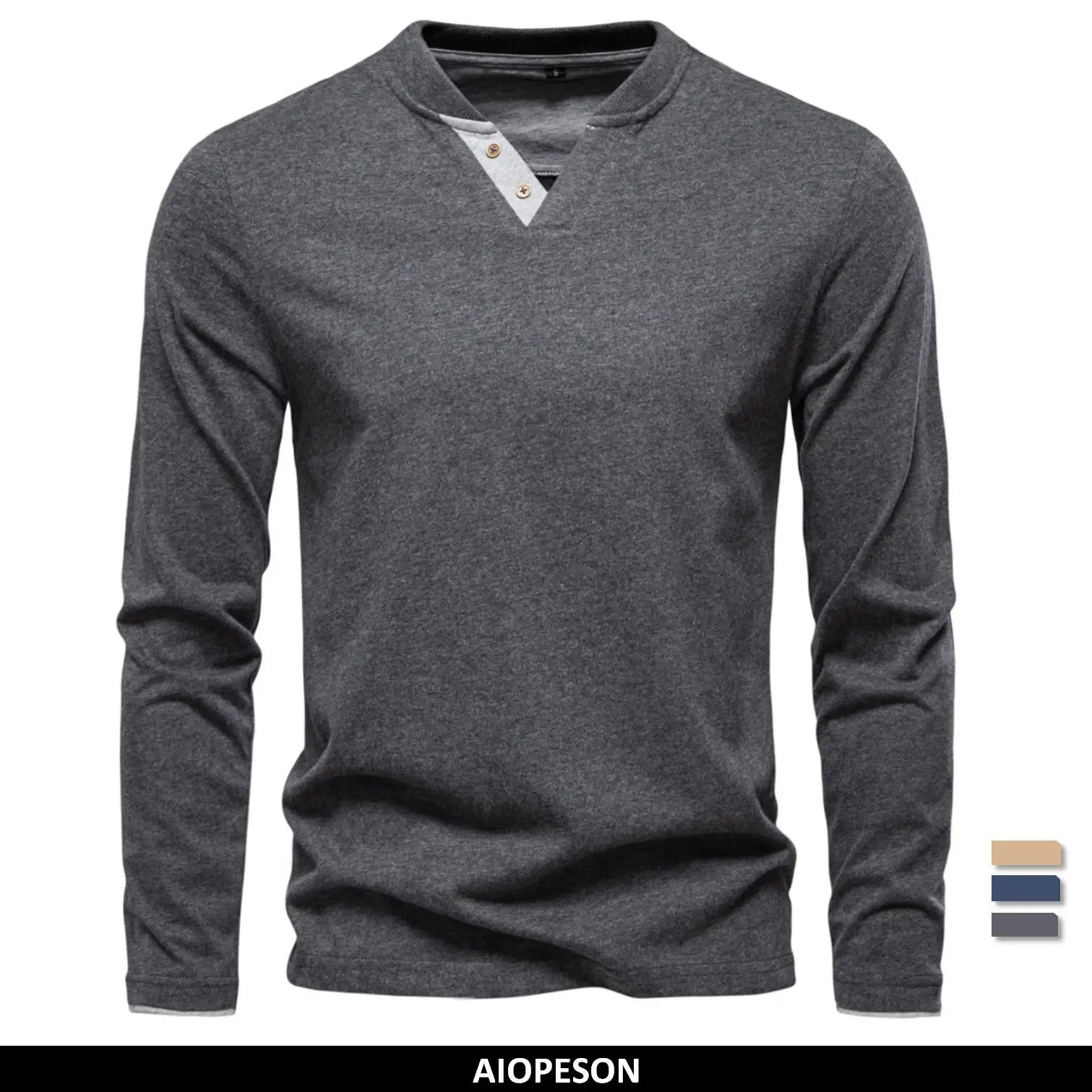 Beeckhoven™ | Casual Katoenen T-Shirt Met Knopen