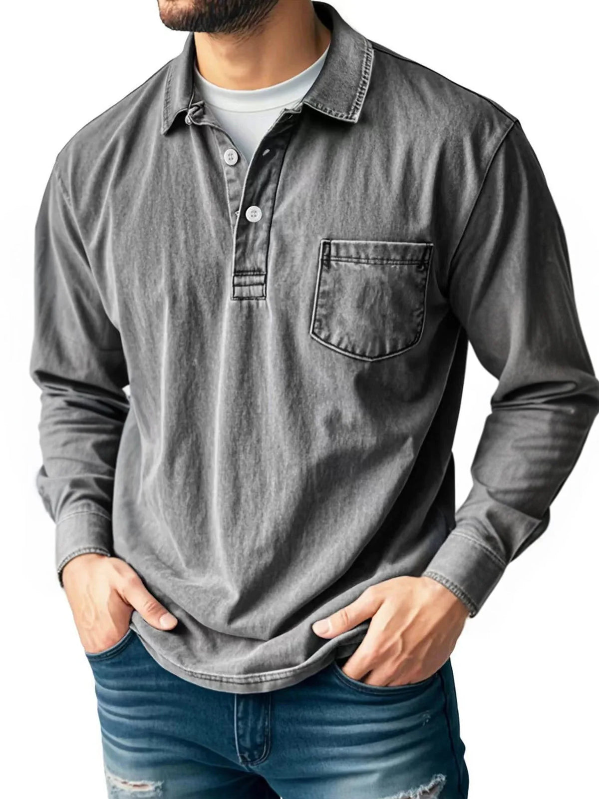 Beeckhoven™ | Katoenen Vintage Shirt Met Lange Mouwen