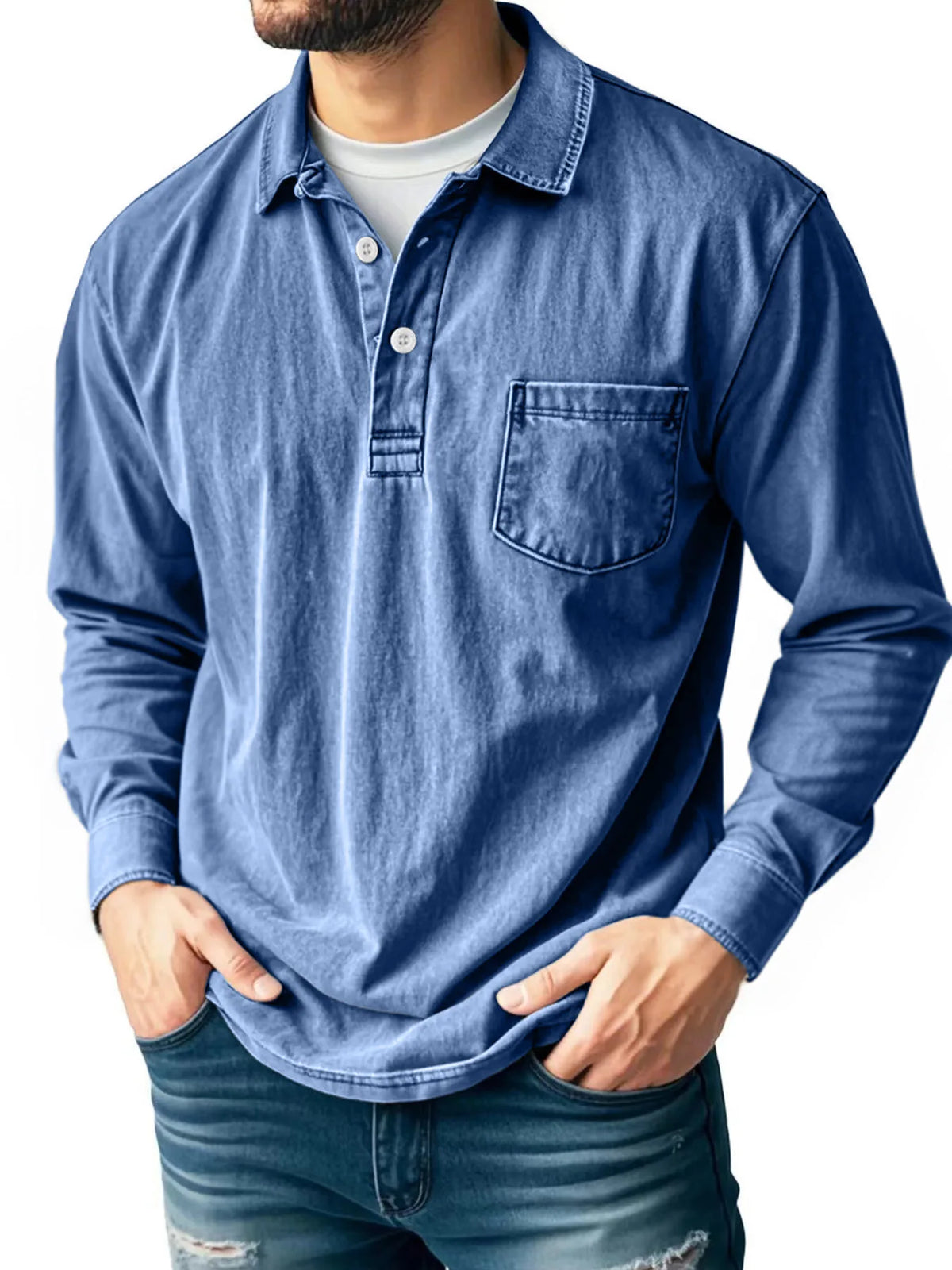 Beeckhoven™ | Katoenen Vintage Shirt Met Lange Mouwen