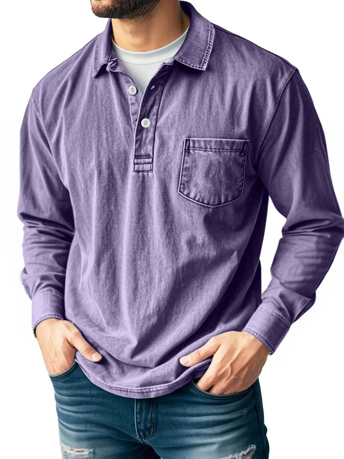 Beeckhoven™ | Katoenen Vintage Shirt Met Lange Mouwen