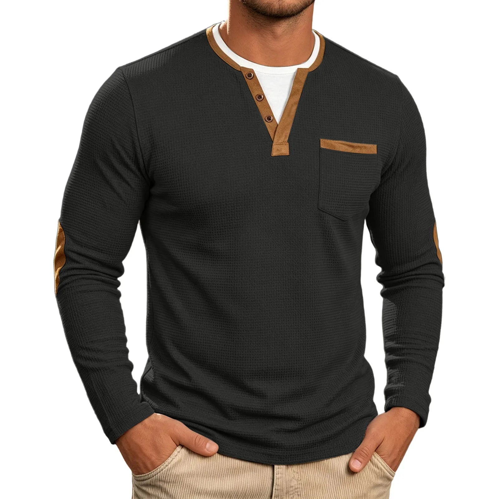 Beeckhoven™ | Wafelstructuur Klassiek Shirt met Lange Mouwen