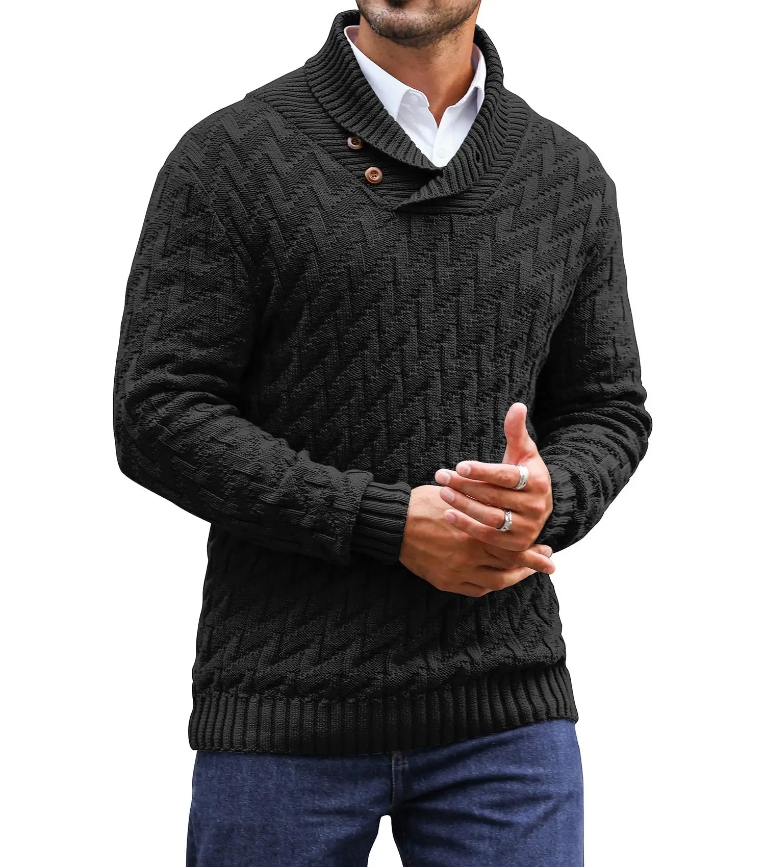 Beeckhoven™ | Kabel Gebreide Trui Met Sjaalkraag