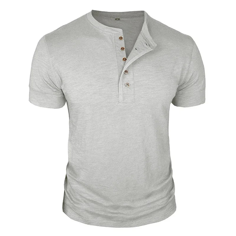 Beeckhoven™ | Stoer Henley T-Shirt met Korte Mouwen